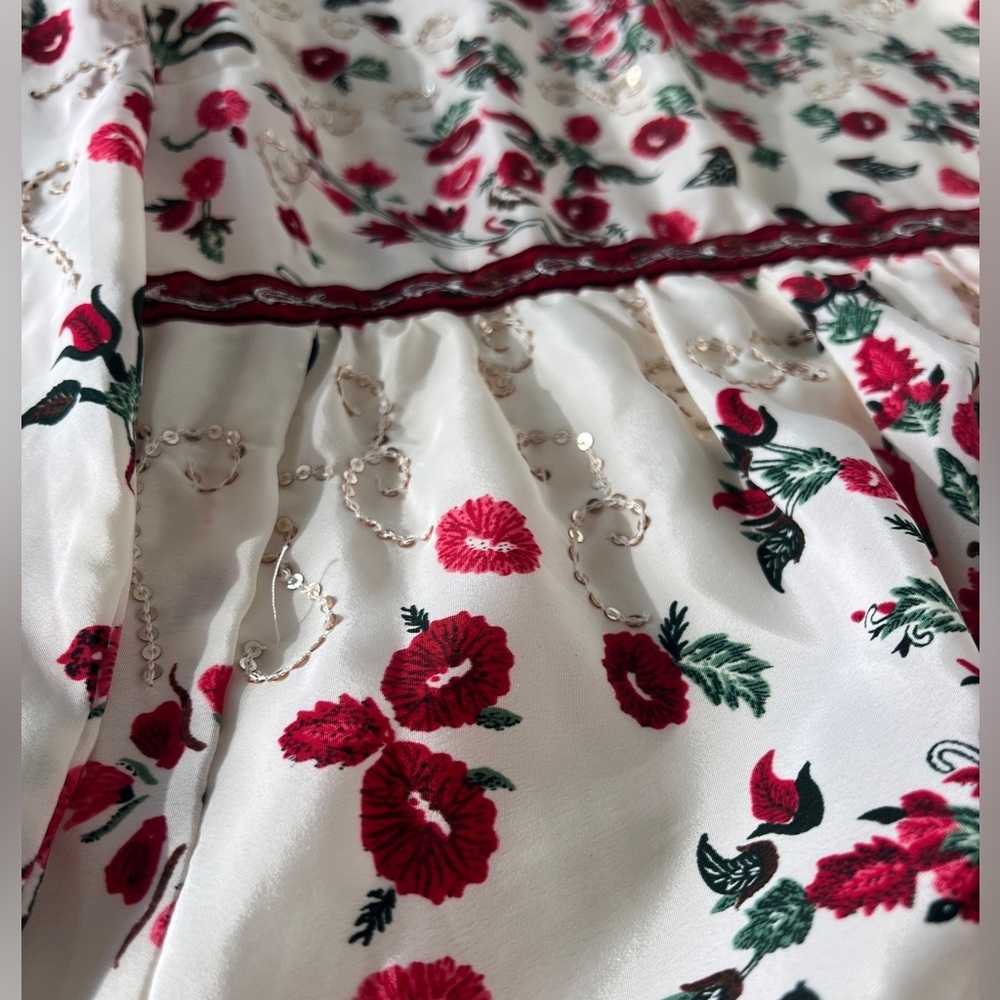 Free People Red Floral Embroidered Long Sleeve Dress - Size 8 - Picture 8 of 11